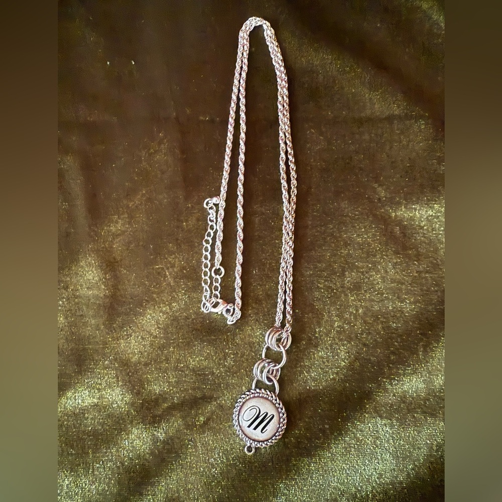 Chic Silvertone  Initial M Pendant Necklace